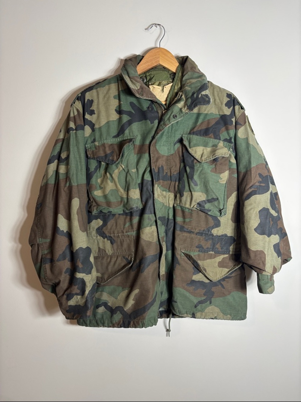 Vtg Alpha Industries M-65 Field Coat Woodland Camo Jacket Military